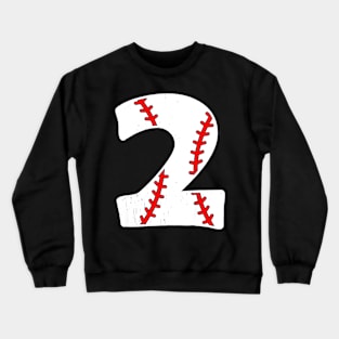 Kids 2 Years Old Birthday Baseball Crewneck Sweatshirt